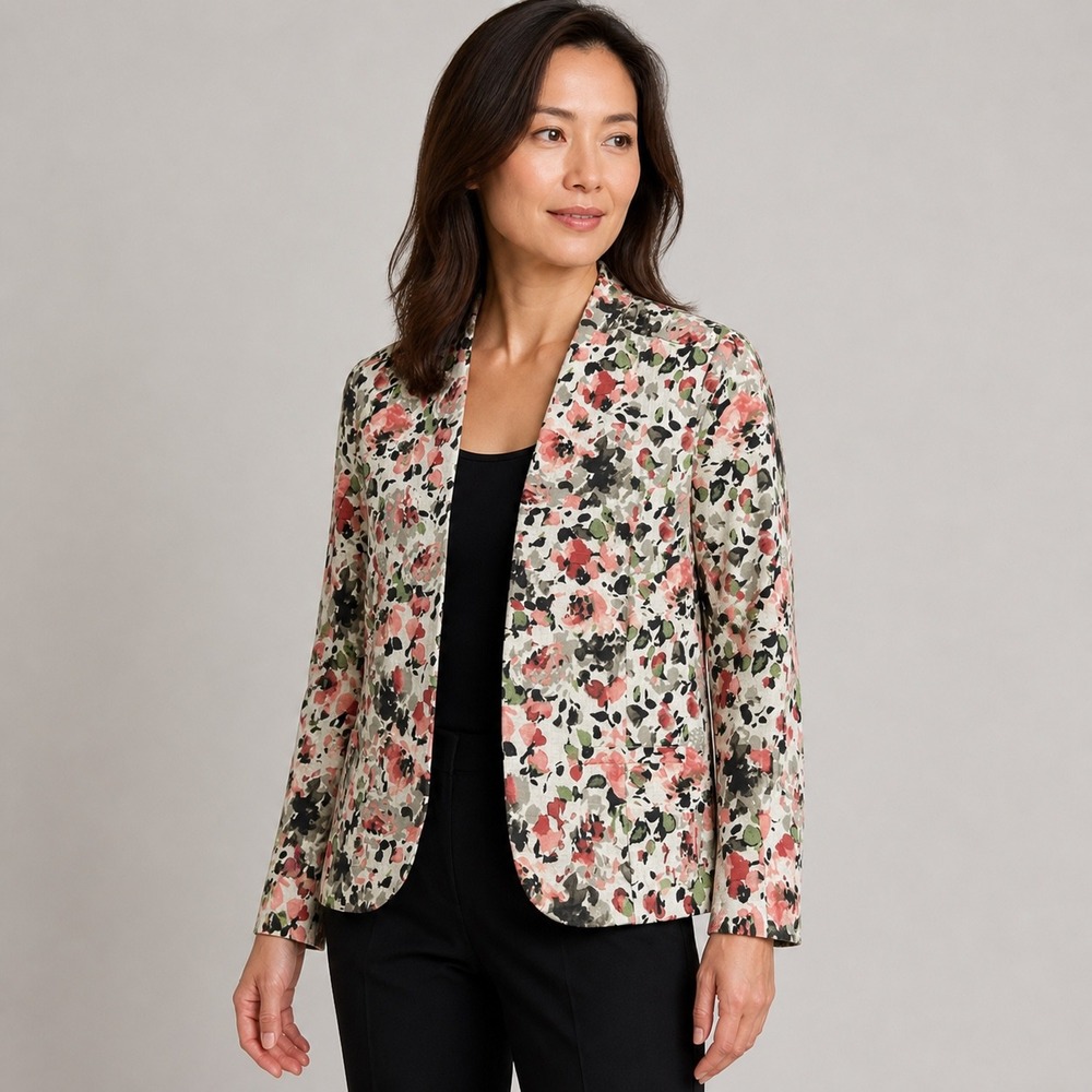 Sag Harbor Blazer 10P Fireberry Floral NWT Glamour Garden Open Front (2320)